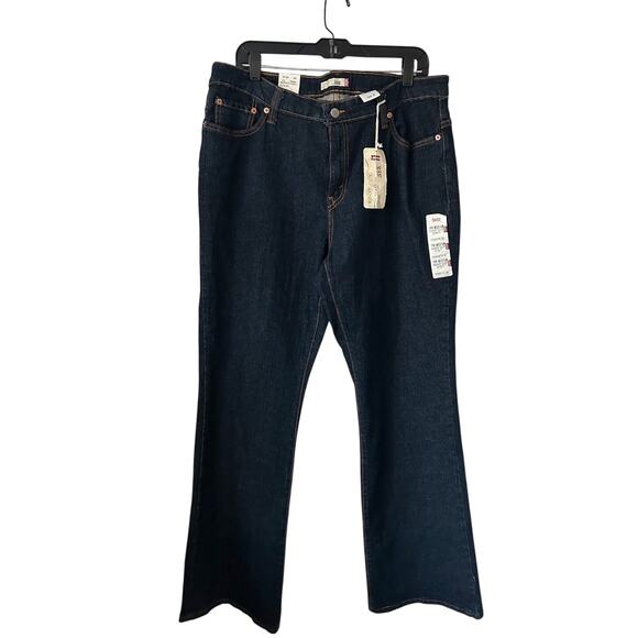 Levi's 515 Boot Cut Jeans Womens M Blue Denim High Rise Dark Wash Stretch NWT - Picture 1 of 12